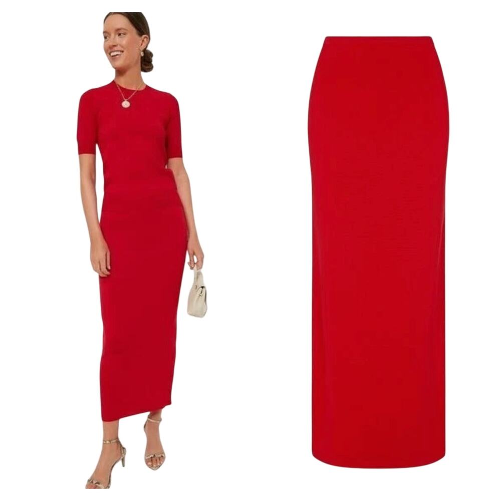 New AEXAE Women’s High Waisted Pull-On Maxi Skirt Elastic Stretch Red $175 Small